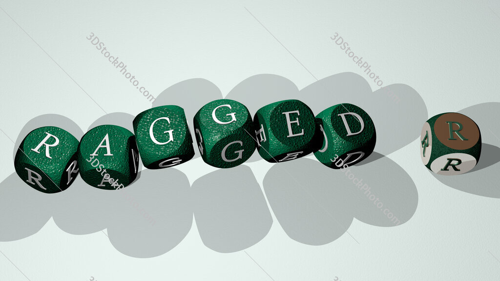 ragged r text by dancing dice letters