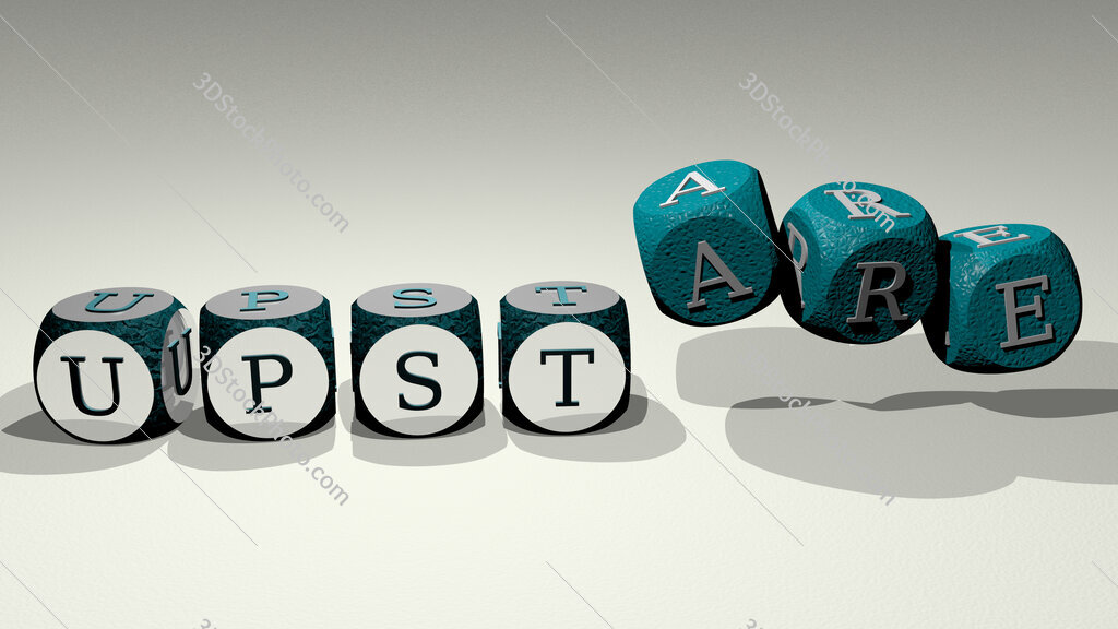 upstare text by dancing dice letters