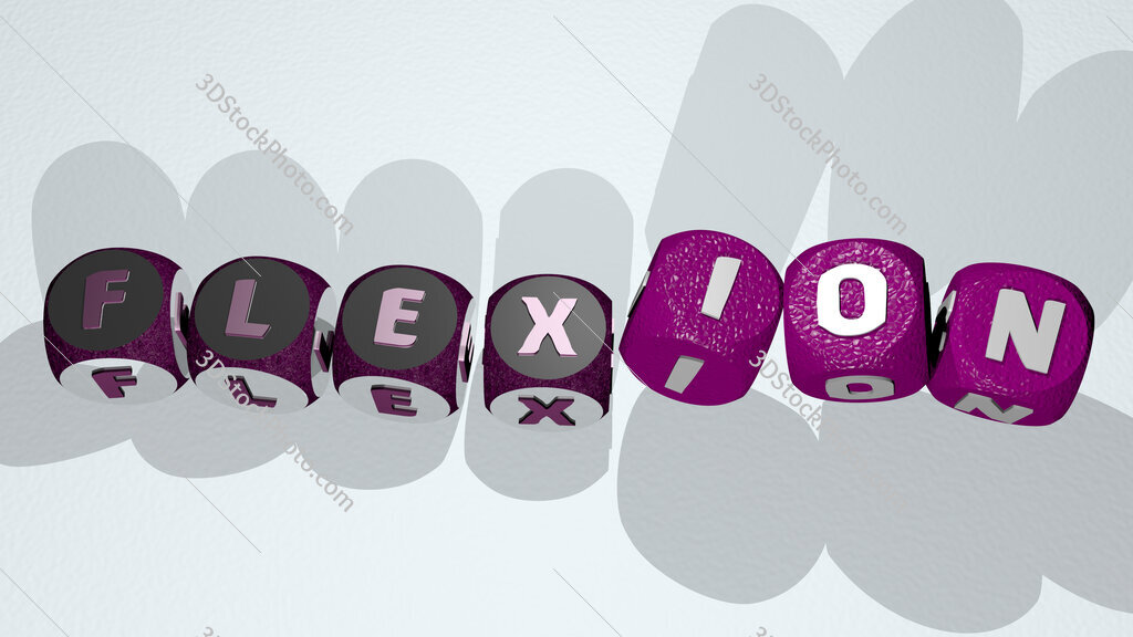 flexion text by dancing dice letters