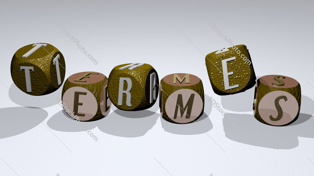 termes text by dancing dice letters