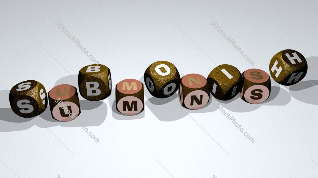 submonish text by dancing dice letters