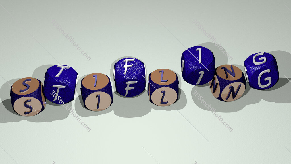 stifling text by dancing dice letters