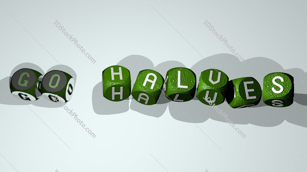 go halves text by dancing dice letters