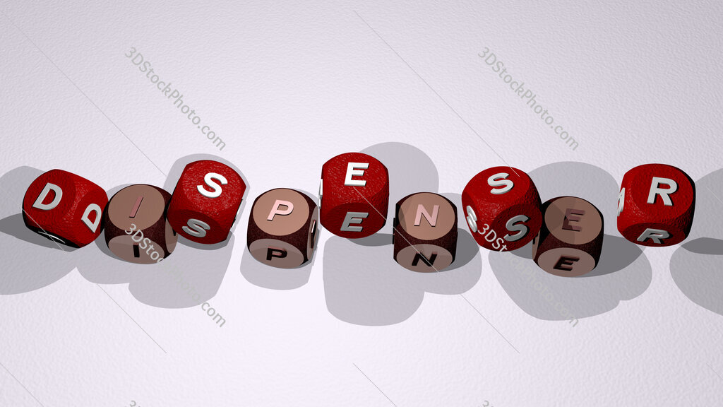 dispenser text by dancing dice letters