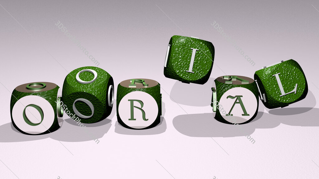 oorial text by dancing dice letters