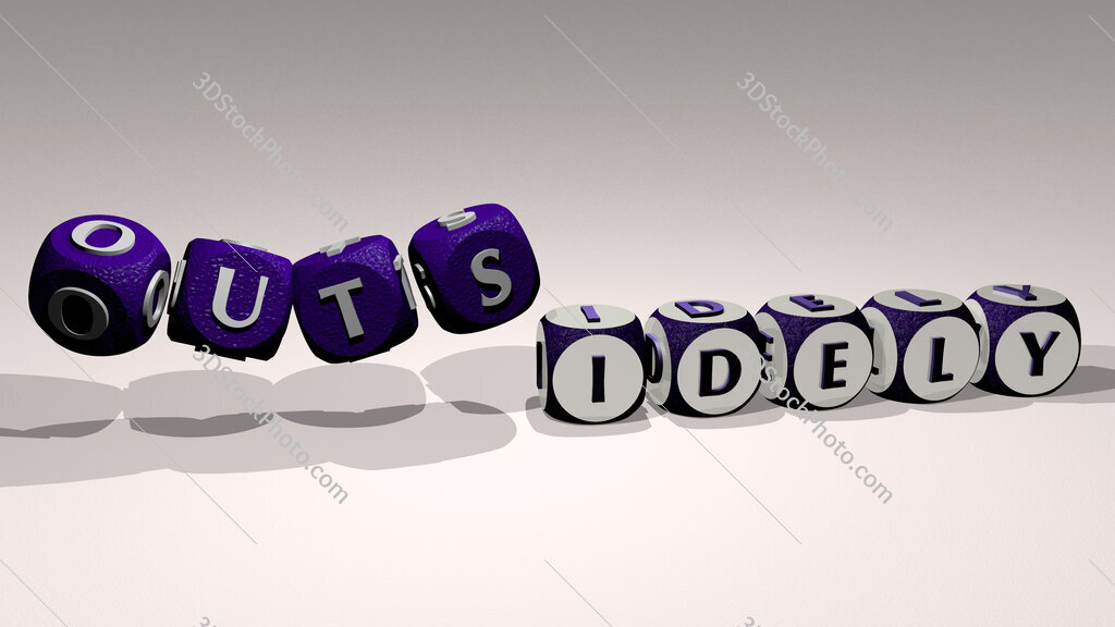 outsidely text by dancing dice letters
