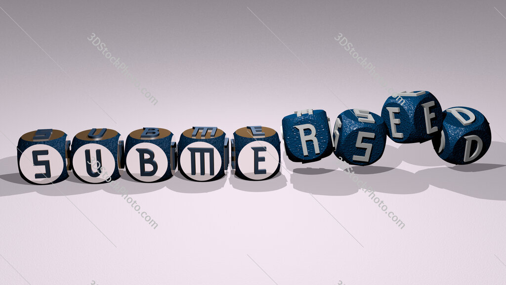 submersed text by dancing dice letters