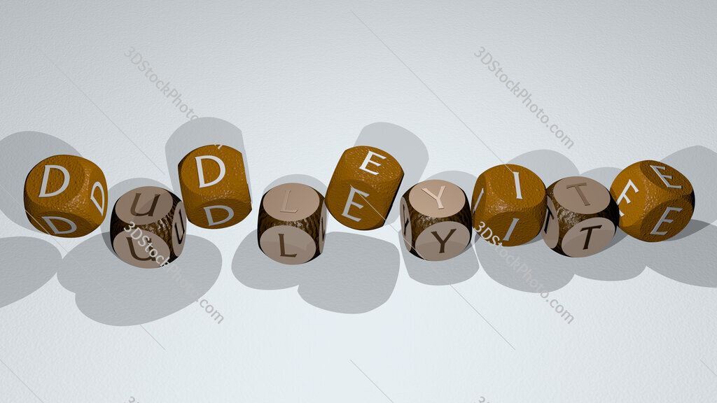 dudleyite text by dancing dice letters
