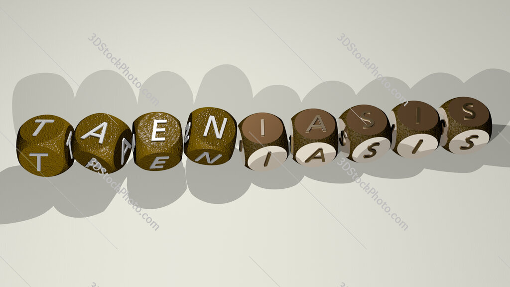 taeniasis text by dancing dice letters