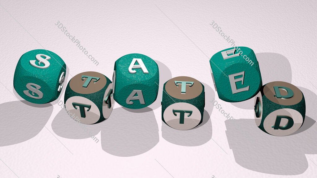 stated text by dancing dice letters