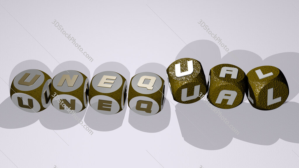 unequal text by dancing dice letters