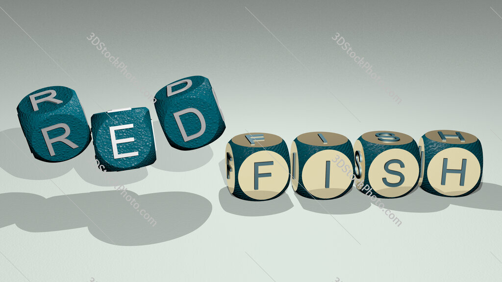 redfish text by dancing dice letters