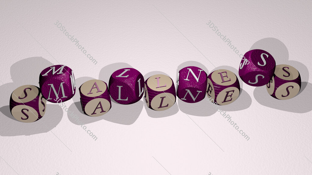 smallness text by dancing dice letters