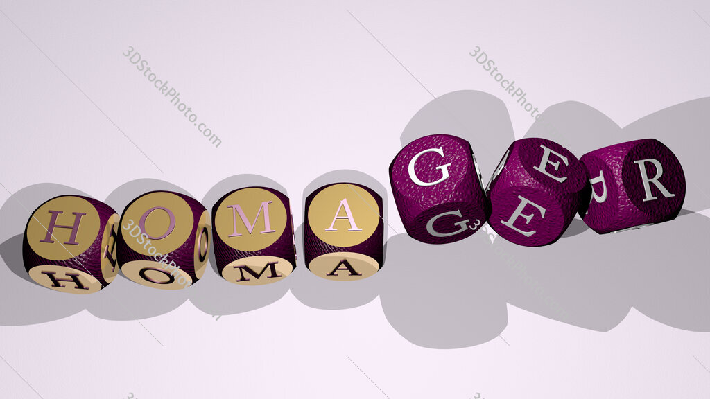 homager text by dancing dice letters
