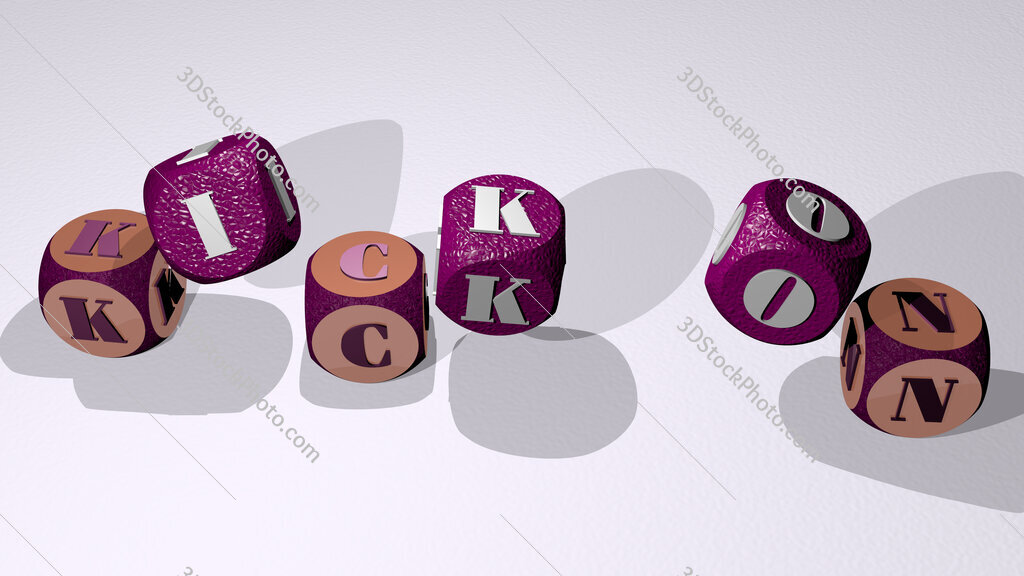 kick on text by dancing dice letters