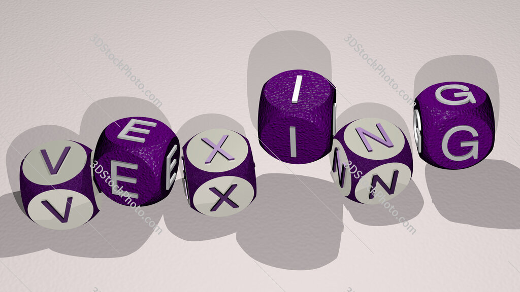 vexing text by dancing dice letters