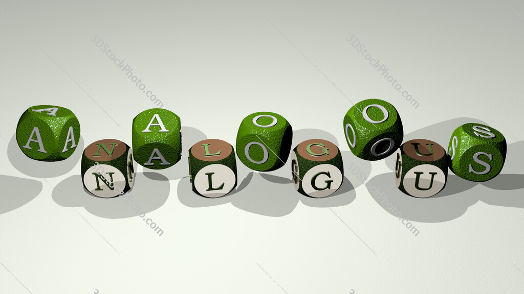 analogous text by dancing dice letters