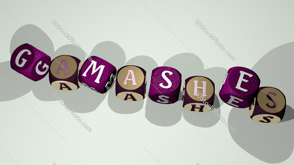 gamashes text by dancing dice letters
