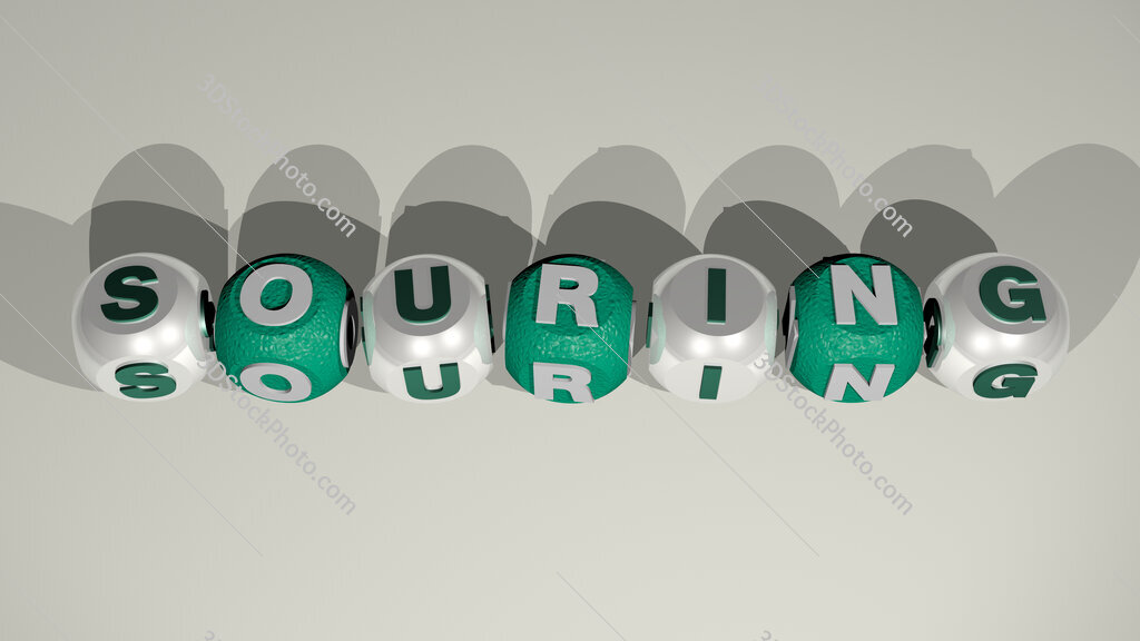 souring text of cubic individual letters