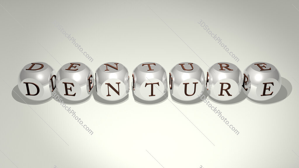 denture text of cubic individual letters