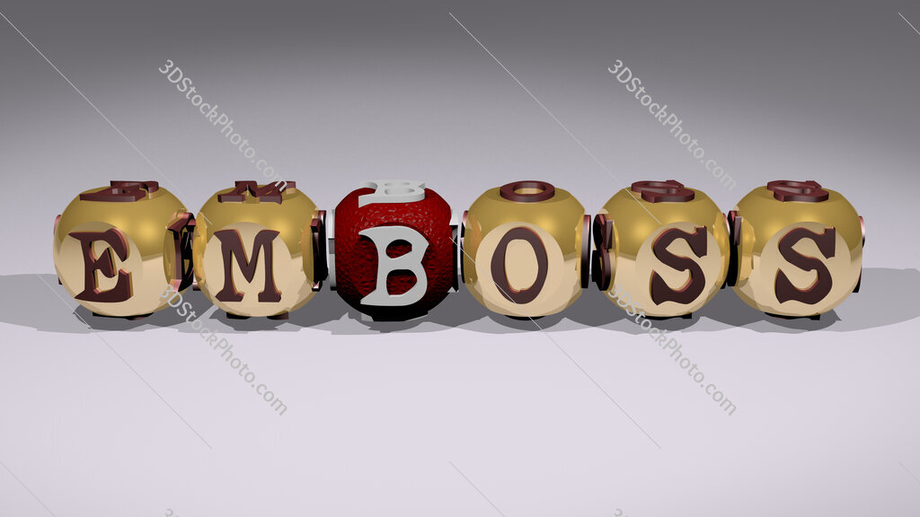 emboss text of cubic individual letters