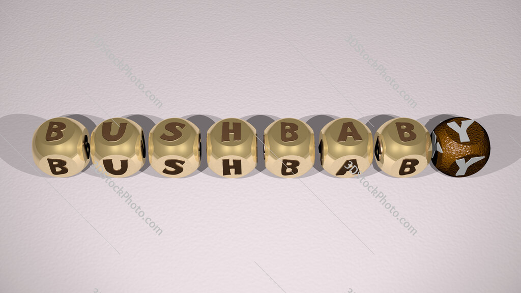 bushbaby text of cubic individual letters