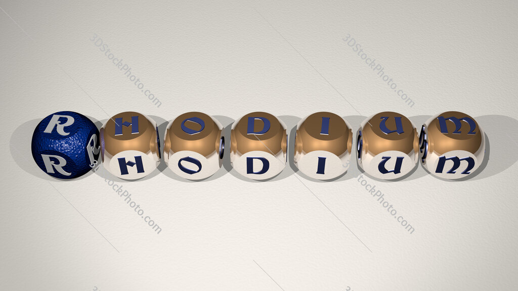 rhodium text of cubic individual letters