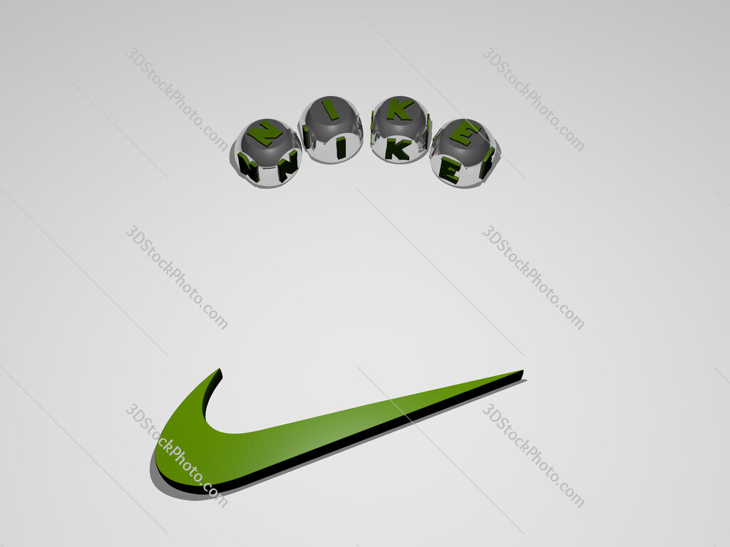 nike circular text of separate letters around the 3D icon