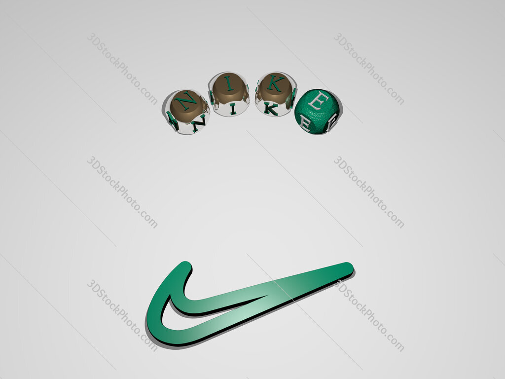 nike circular text of separate letters around the 3D icon