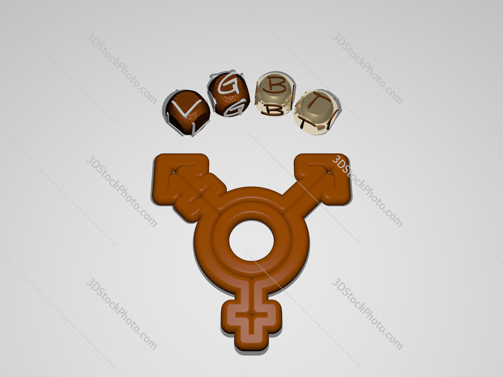 lgbt circular text of separate letters around the 3D icon