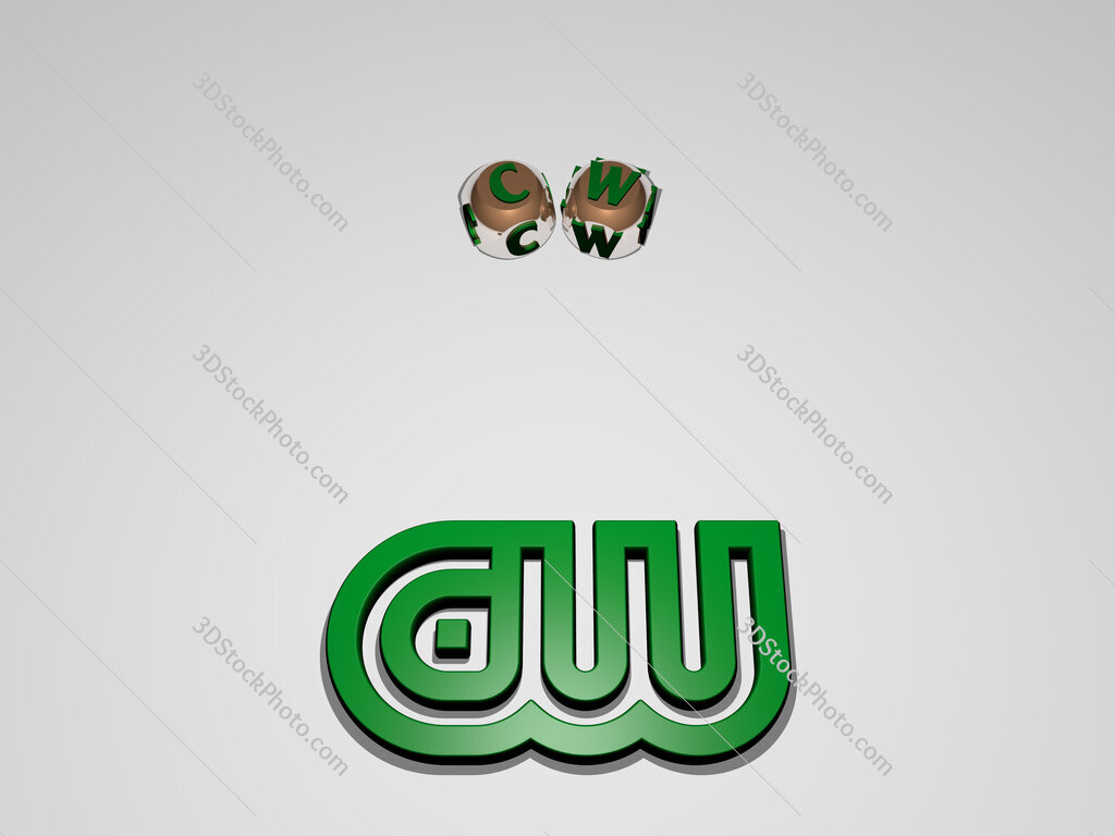 cw circular text of separate letters around the 3D icon