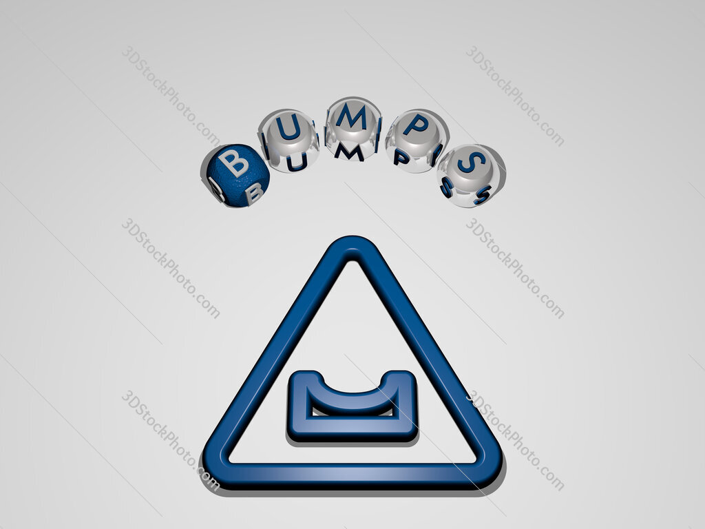 bumps circular text of separate letters around the 3D icon