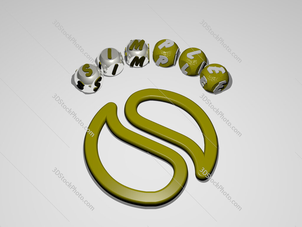 simple circular text of separate letters around the 3D icon