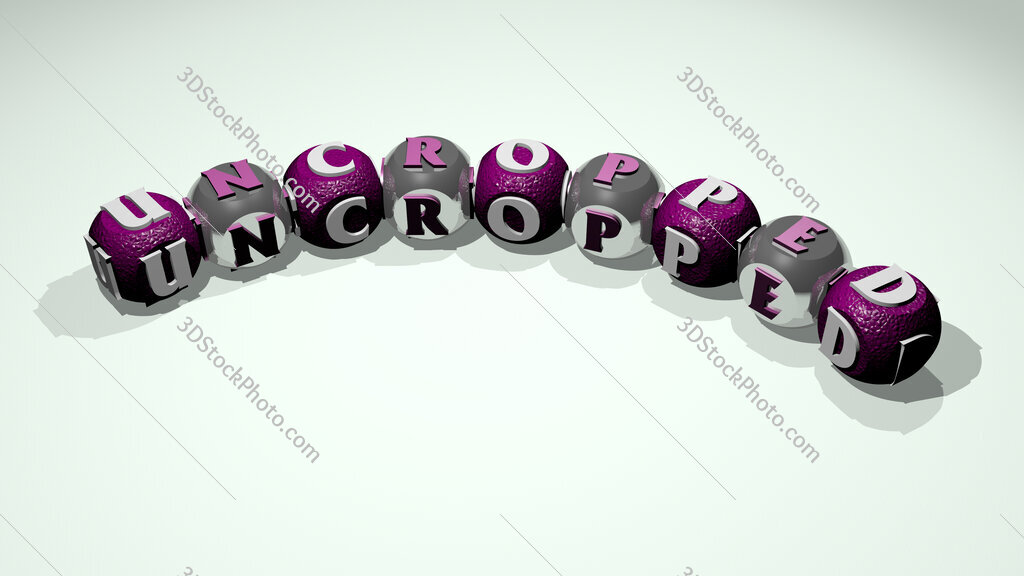 uncropped text of dice letters with curvature