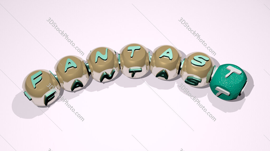 fantast text of dice letters with curvature