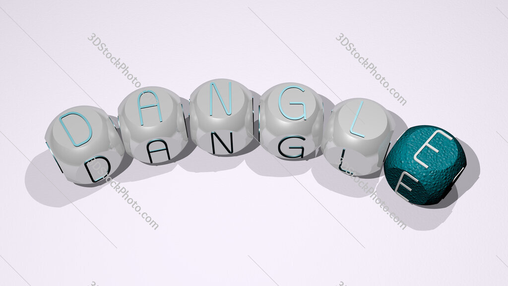 dangle text of dice letters with curvature