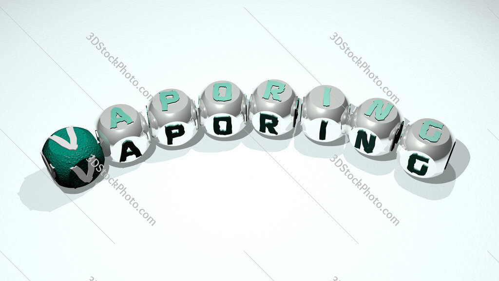 vaporing text of dice letters with curvature
