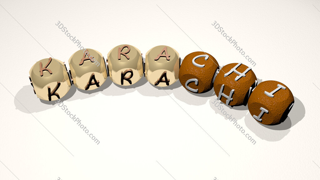 Karachi text of dice letters with curvature