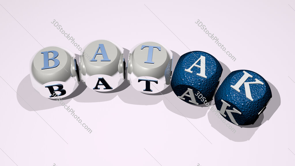 Batak text of dice letters with curvature