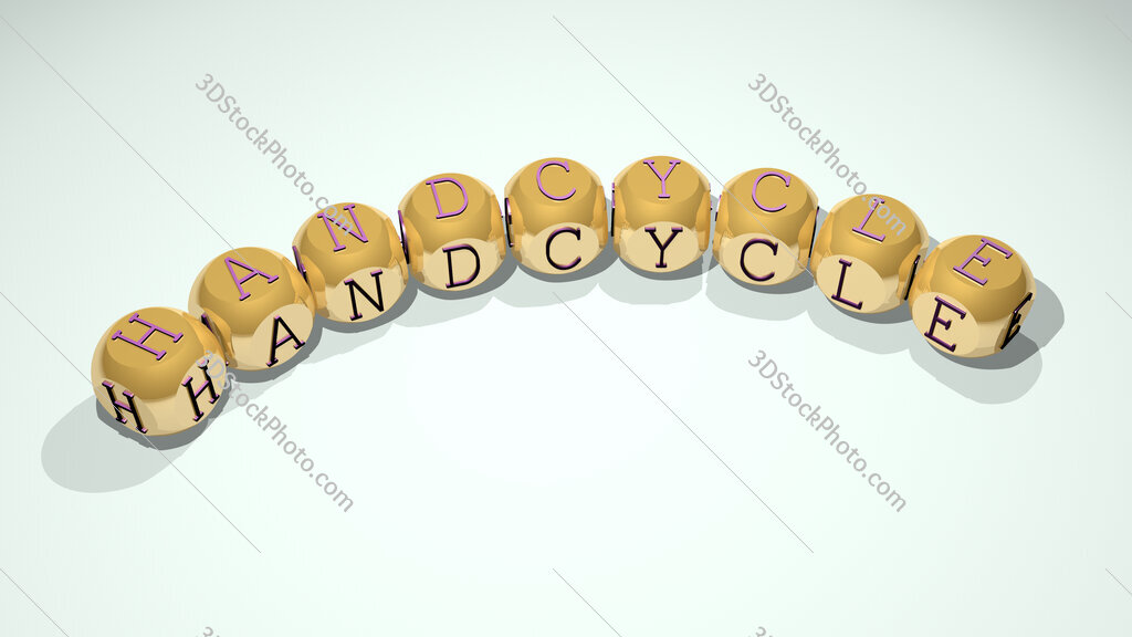 handcycle text of dice letters with curvature