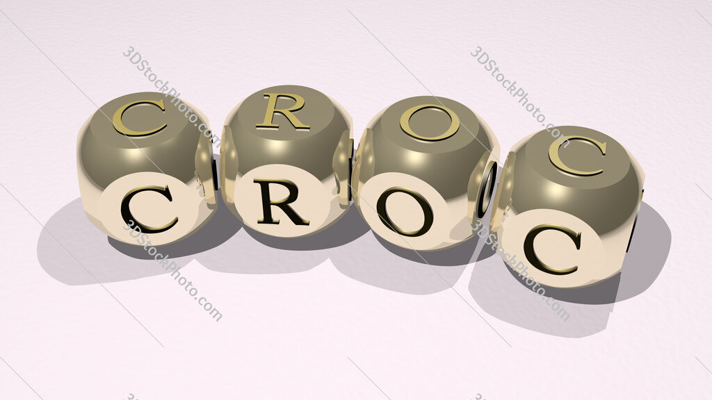 croc text of dice letters with curvature