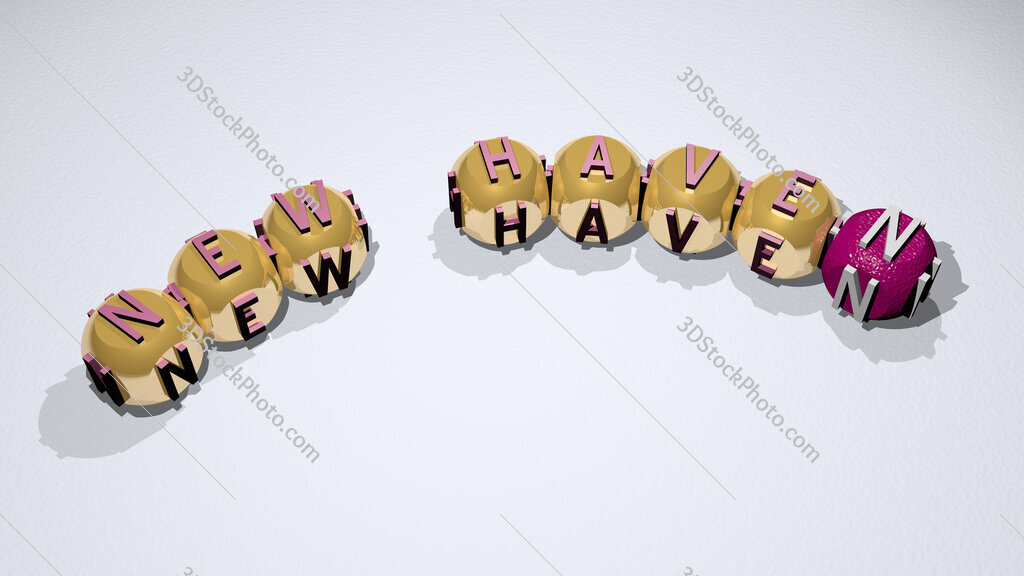 New Haven text of dice letters with curvature