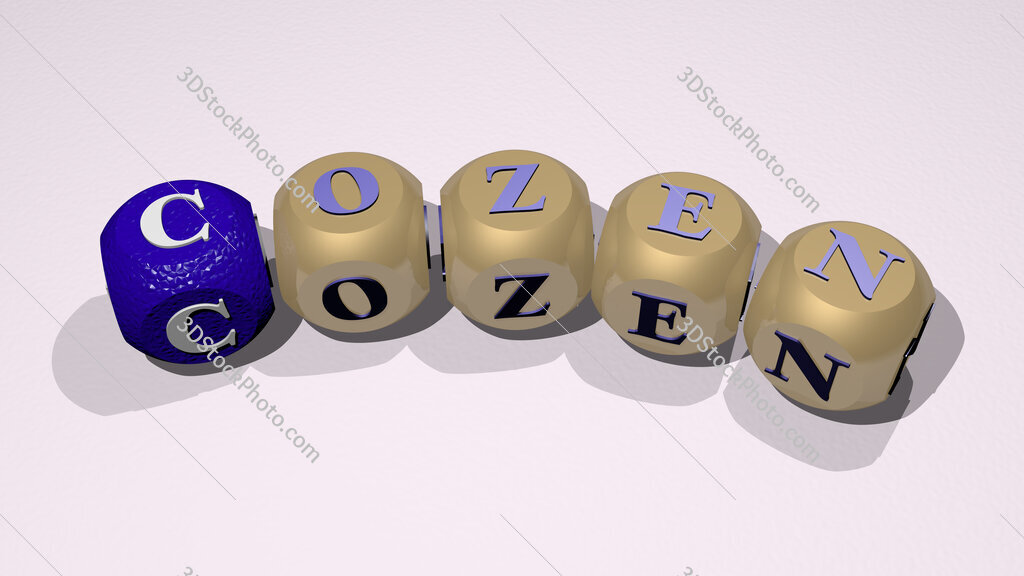 cozen text of dice letters with curvature