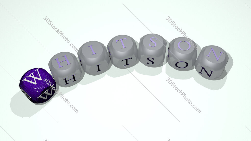 whitson text of dice letters with curvature