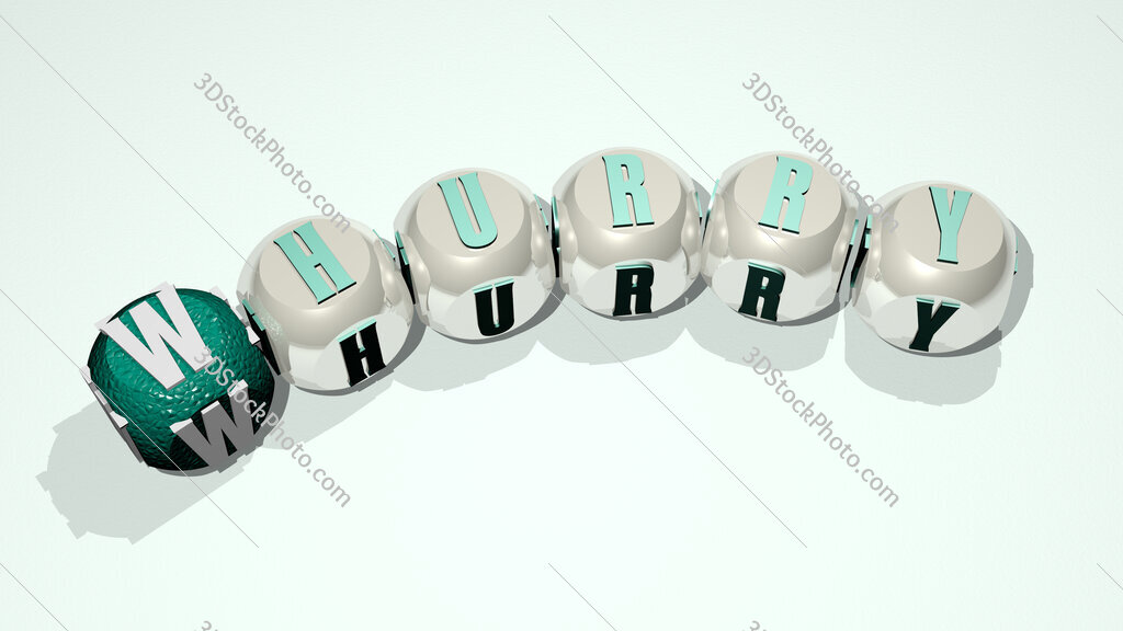 whurry text of dice letters with curvature