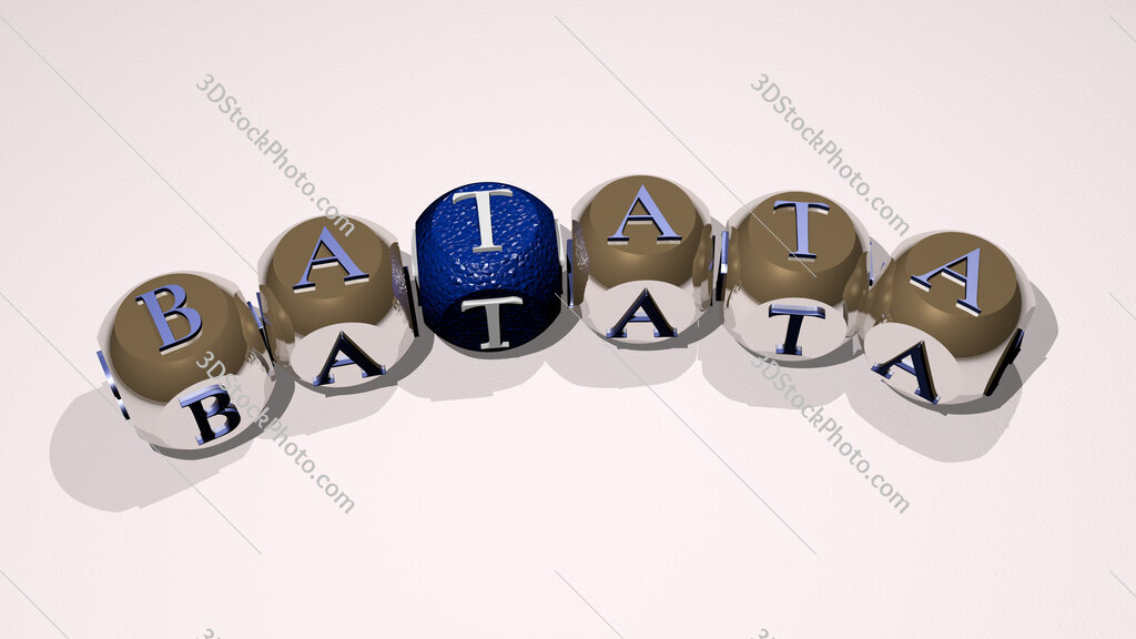 batata text of dice letters with curvature
