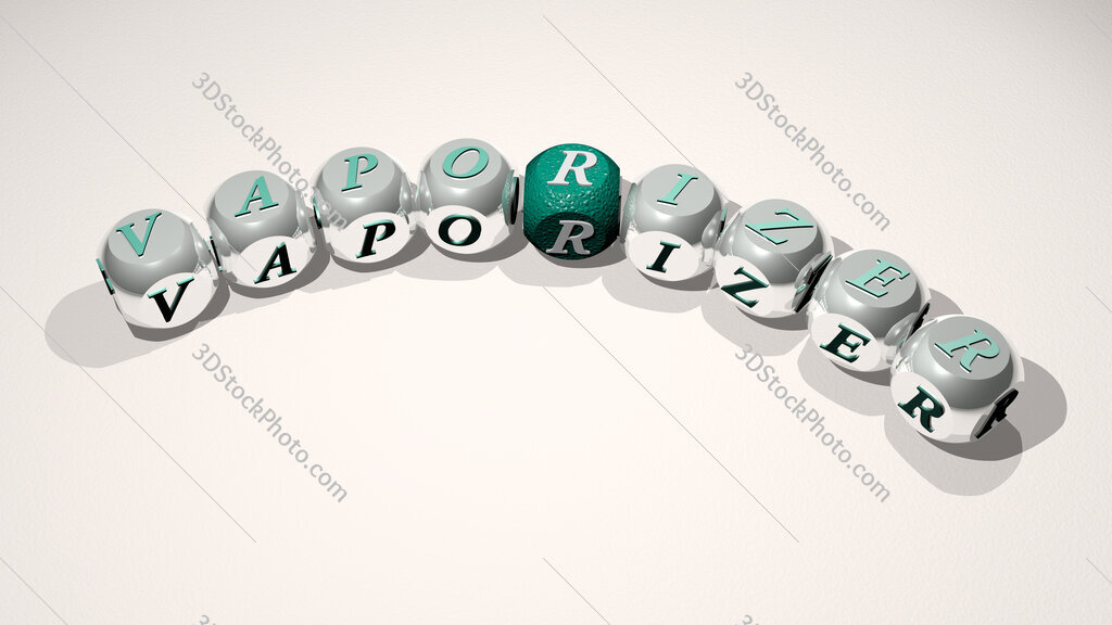 vaporizer text of dice letters with curvature