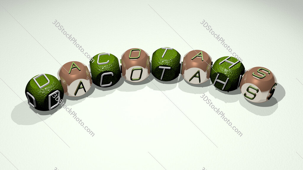 dacotahs text of dice letters with curvature
