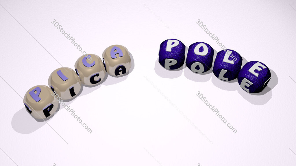 pica pole text of dice letters with curvature