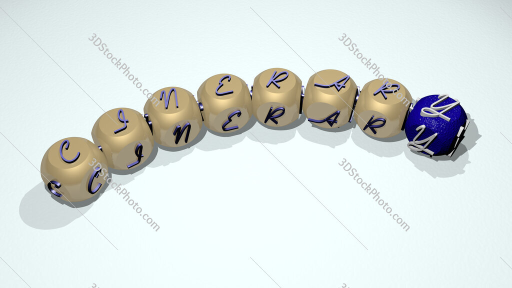 cinerary text of dice letters with curvature